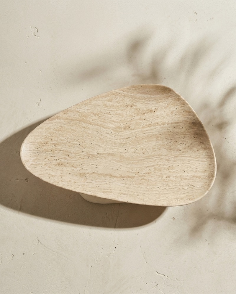 SURFACE II Triangular Stone Tray by Komo Atelier, detail view